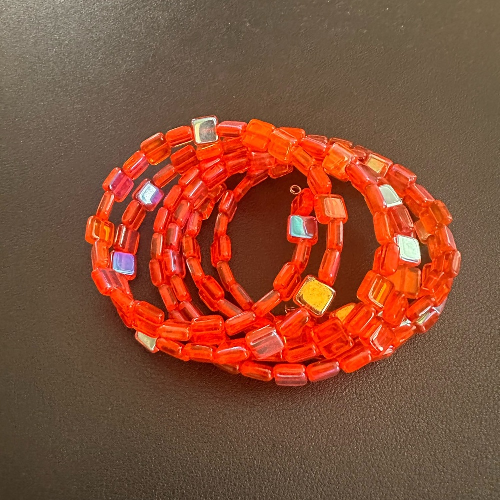 Vibrant Red Beaded Bracelet